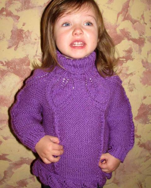 Rollkragen Pullover mit Blattmuster