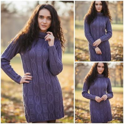 Kleid-Tunika mit Reliefmuster und Zöpfen