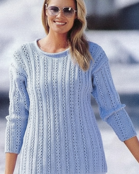 Pulli aus Ajour-Streifen