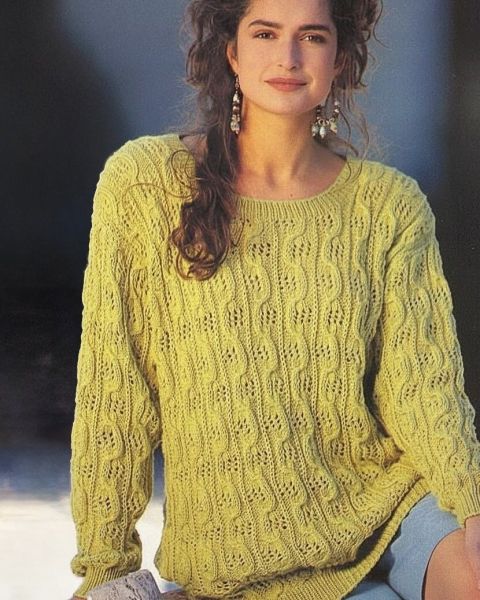 Pulli mit Ajour-Zopfmuster