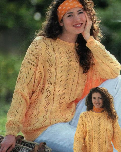 Pulli mit Ajour-Zopfmuster
