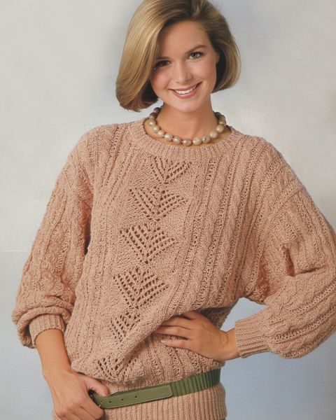 Pulli mit Ajour-Zopfmuster
