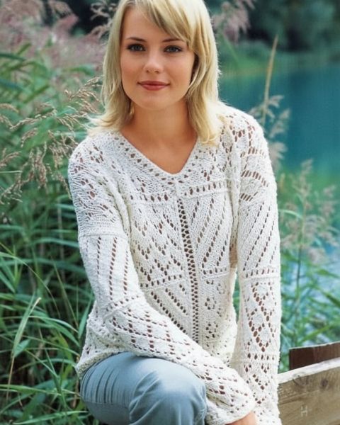 Ajour-Pulli im Patchwork-Stil