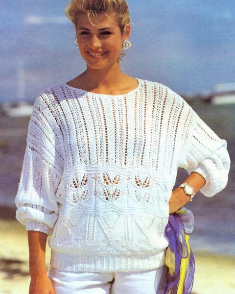 Ajour-Pulli mit Blattmuster