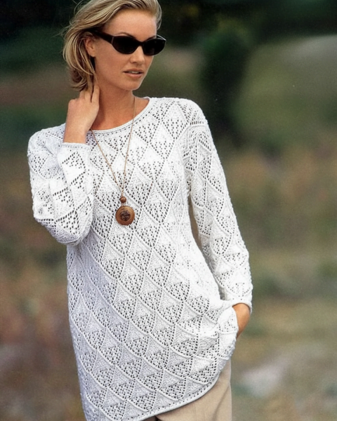 Pulli im Ajour-Rautenmuster