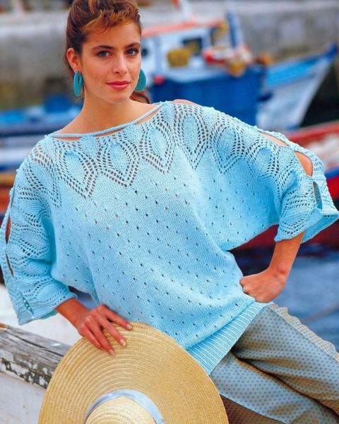 Pulli mit Ajour-Rautenmuster