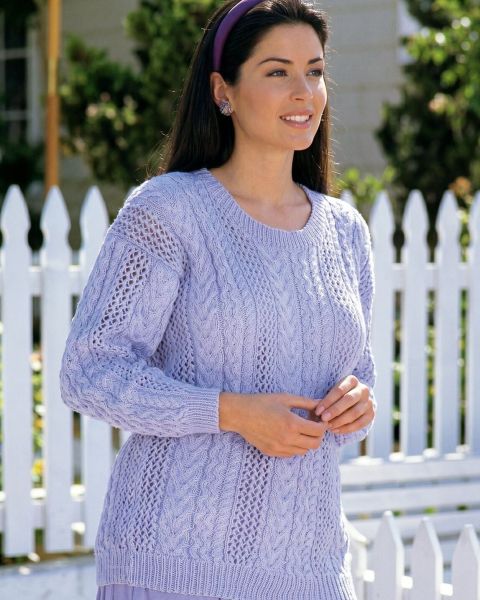 Pulli mit Ajour-Zopfmuster