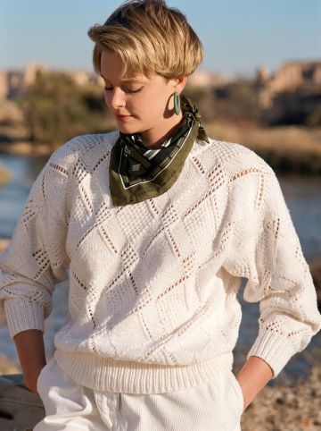 Pulli im Ajour-Rautenmuster