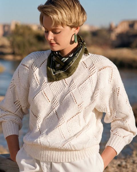 Pulli im Ajour-Rautenmuster