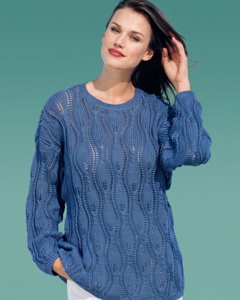 Pulli im Blatt-Zopfmuster