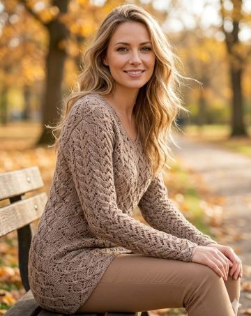 Pulli im Ajour-Zopfmuster