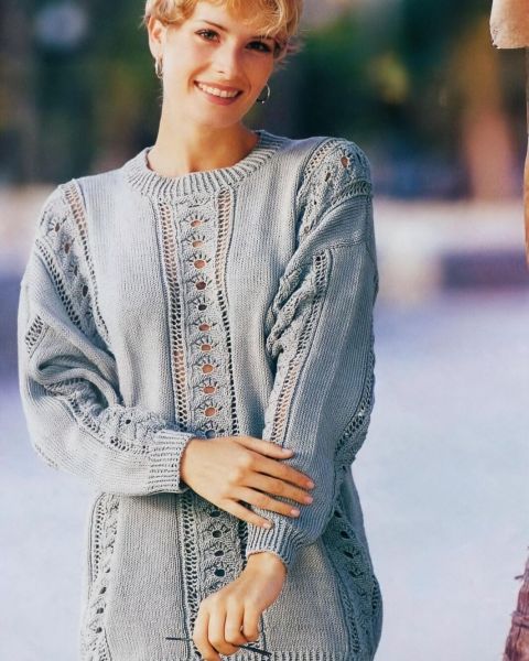 Pulli mit breiten Ajourstreifen