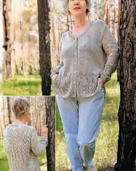 Strickjacke mit Ajourmuster