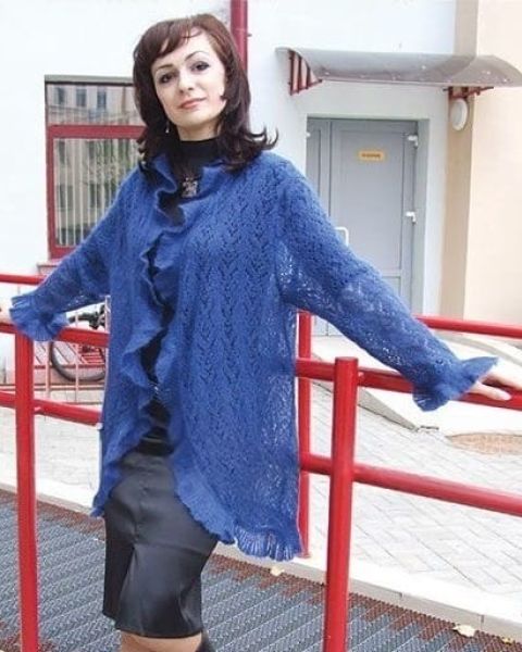 Spitzenjacke mit Ajour-Rautenmuster stricken