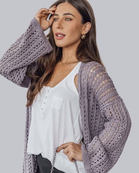 Cardigan mit vertikalen Ajourstreifen