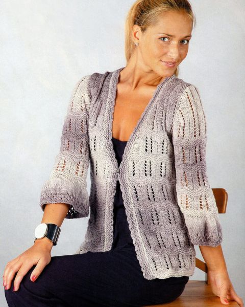 Ajourjacke aus Farbverlaufswolle