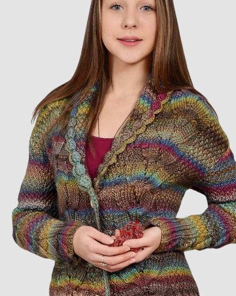 Jacke mit Perl- und Zopfmuster