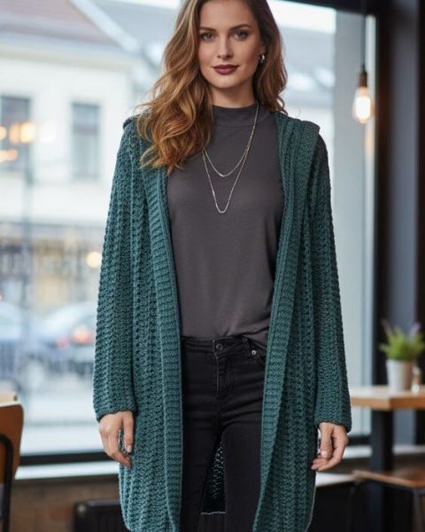 Strickjacke im Ajour-Rippenmuster