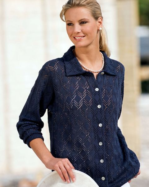 Jacke mit Ajour-Rautenmuster