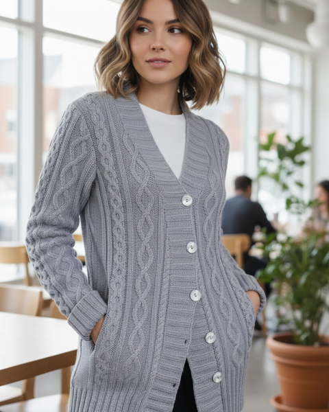 Damenjacke mit Zopfmuster