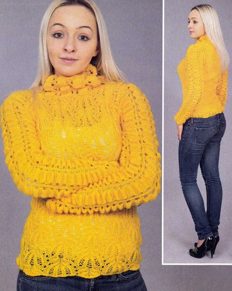 Ajourpulli mit Fantasiemuster