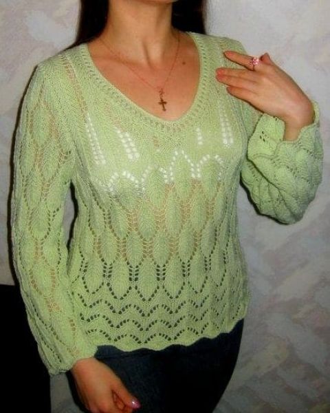 Pulli mit Ajour-Blattmuster