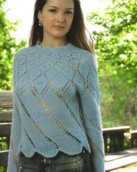 Lochmusterpulli mit Rundpasse