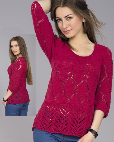 Pulli mit Ajour- und Fantasiemuster