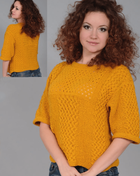 Pulli mit Ajour-Zopfmuster
