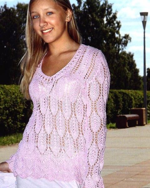 Pulli im Ajour-Blattmuster