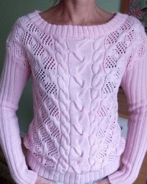 Zopfmusterpulli in Mint