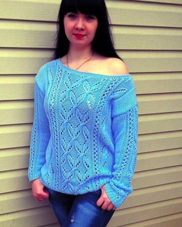 Pulli mit Ajour-Zopfmuster