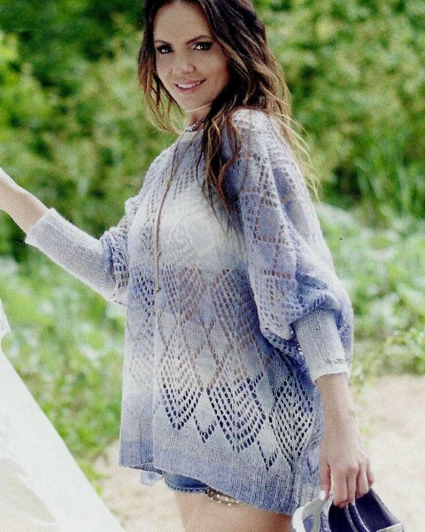Oversized-Pulli im Ajourrautenmuster