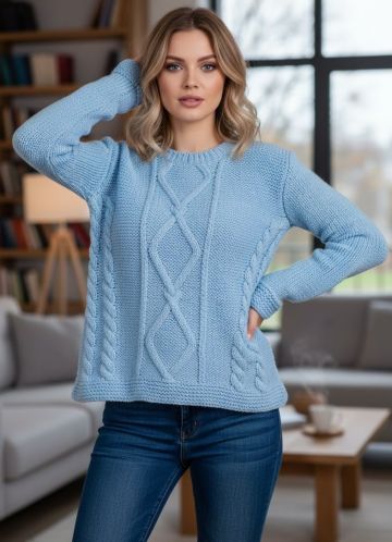 Pulli mit Rauten- und Zopfmuster