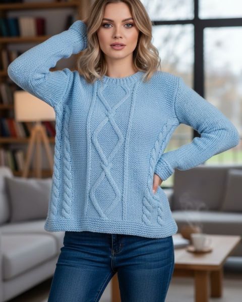 Pulli mit Rauten- und Zopfmuster