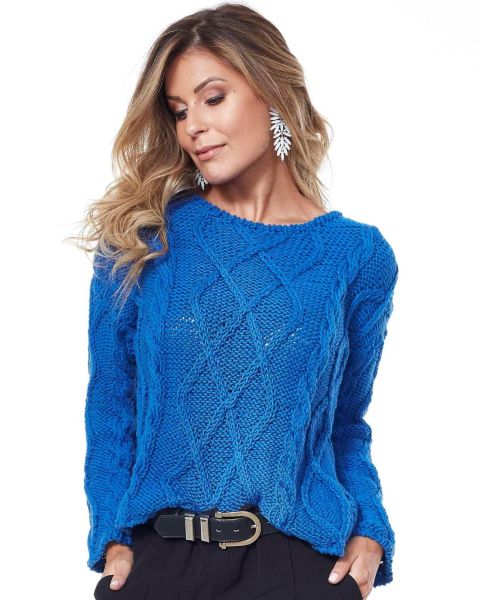 Pulli mit Rauten- und Zopfmuster