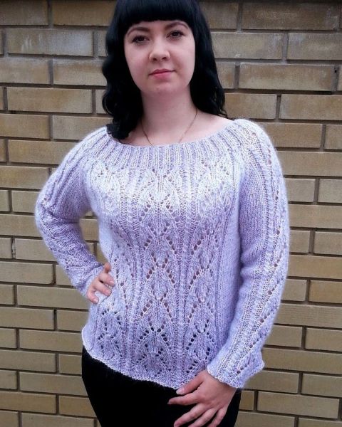 Raglanpulli mit Ajourmuster