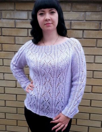 Raglanpulli mit Ajourmuster