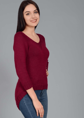 Raglan-Pulli mit längerem Rückenteil