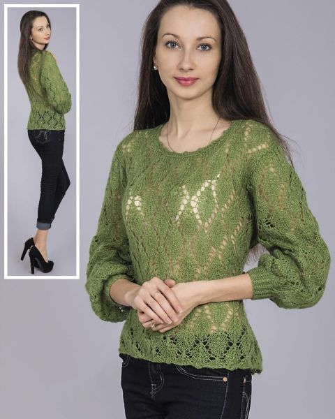 Pulli im Ajour-Blattmuster