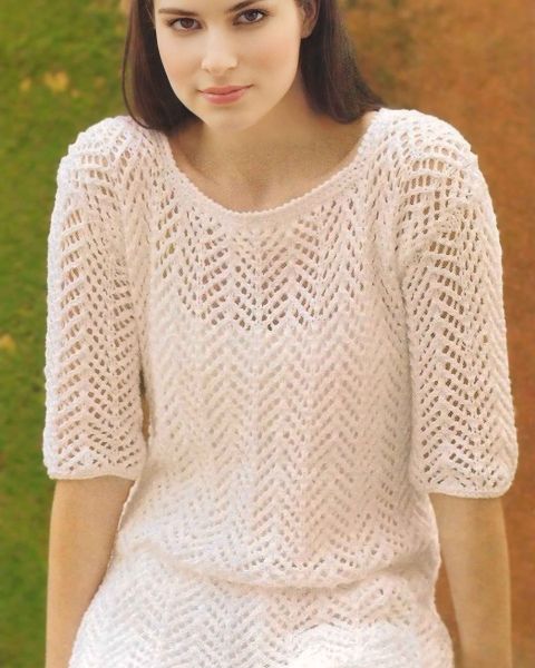 Sommerlicher Ajourpullover mit 3/4-Ärmeln
