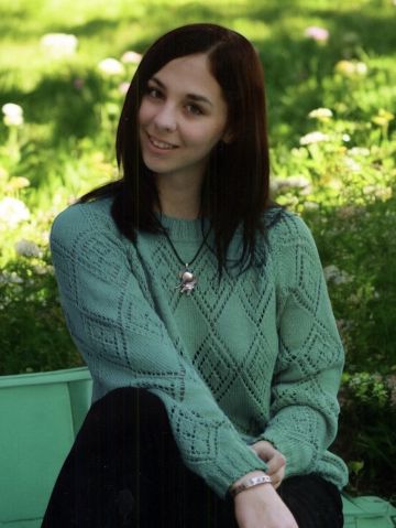 Raglan-Pulli mit Ajour-Rautenmuster