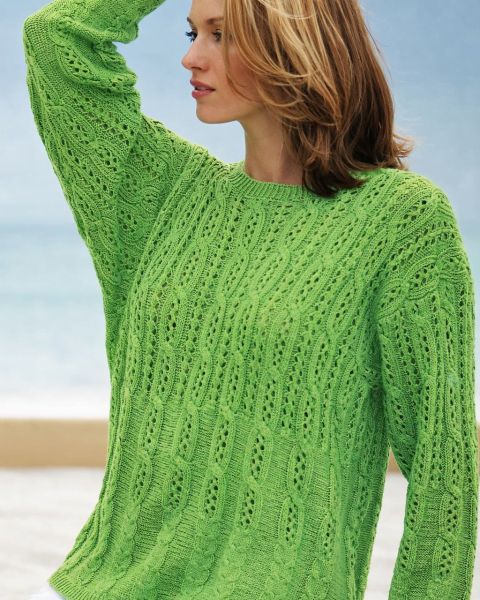 Pulli mit Ajour-Zopfmuster