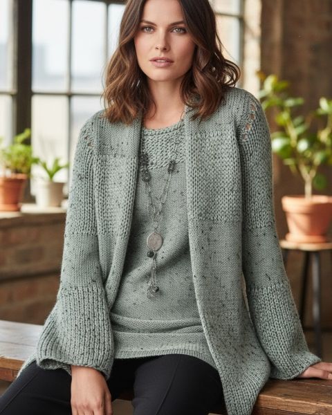Strickset: Jacke und Top in Glatt rechts und Glatt links