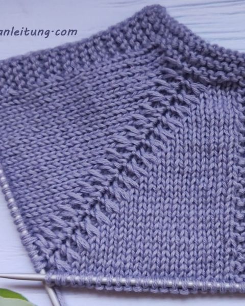 Strickmuster für Raglanlinie von oben